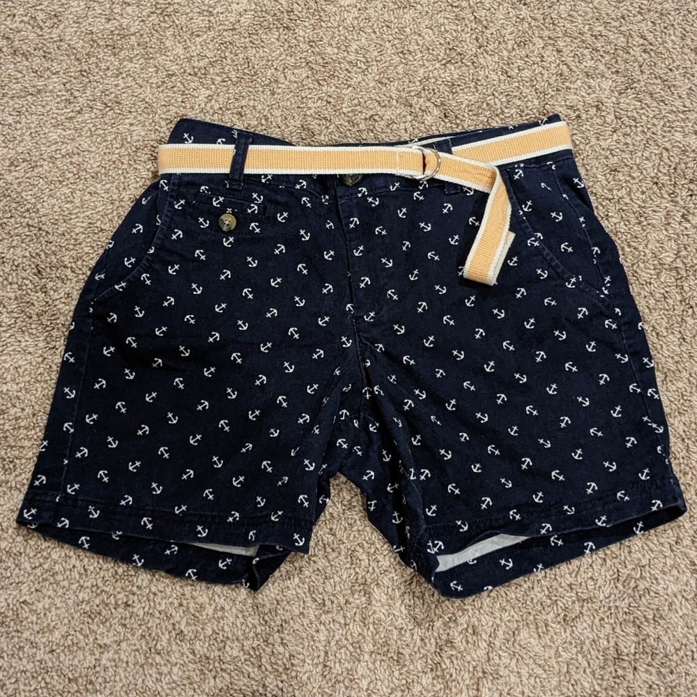 Dockers Women's Navy Blue and White Anchor Print Shorts with Belt Women's Size 6